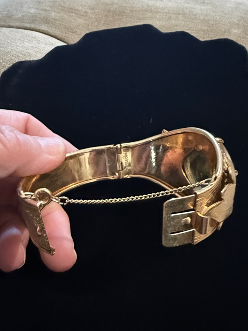 Vintage Sarah Coventry Gold Tone Statement Cuff Bracelet | Large Faceted Stone - Picture 2 of 7